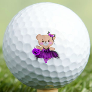 Tutu Cute to Spook! Teddy Bear Witch Ballerina Golf Balls