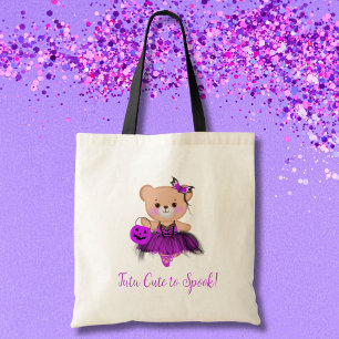 Tutu Cute to Spook! Teddy Bear Witch Ballerina Tote Bag
