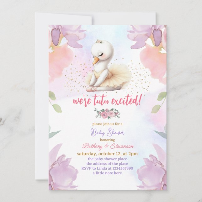 Tutu Excited Baby Girl Shower Invitation (Front)
