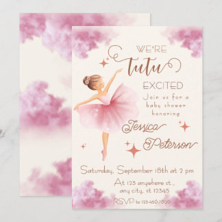 Tutu excited Ballerina Baby Shower Invitation