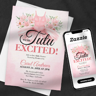 Tutu Excited Floral Cute Baby Shower Invitation