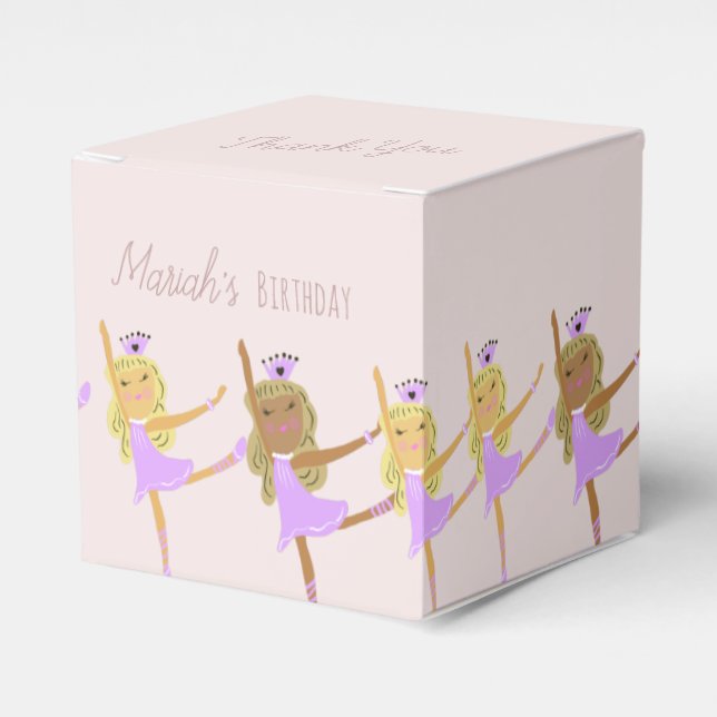  Tutu Girl's Birthday Ballerinas Pink Favour Box (Front Side)