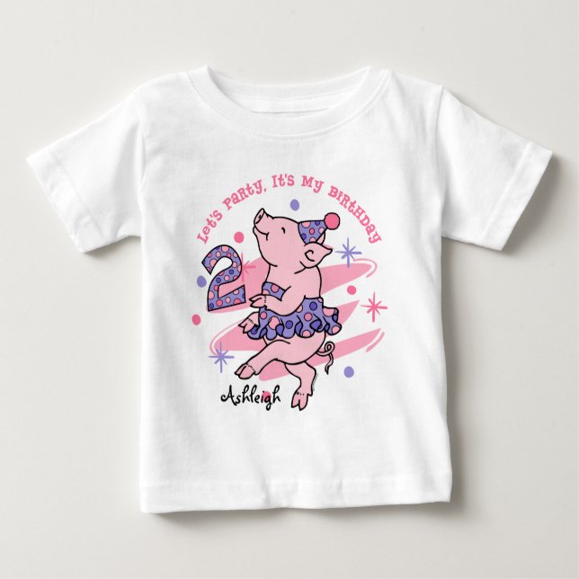 Tutu Piggy 2nd Birthday Custom Baby T-Shirt (Front)