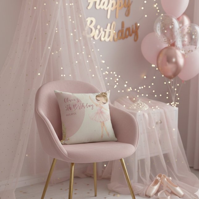 Tutu Pink Ballerina Ballet Dancer Girl Birthday Cushion (Creator Uploaded)
