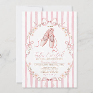 Tutu Pink Ballet Shoes Girl Baby Shower  Invitation
