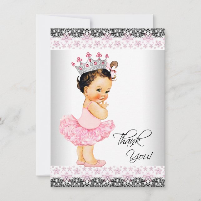 Tutu Princess Baby Shower Thank You Card (Front)
