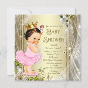 Tutu Princess Pink Gold Baby Shower Invitation