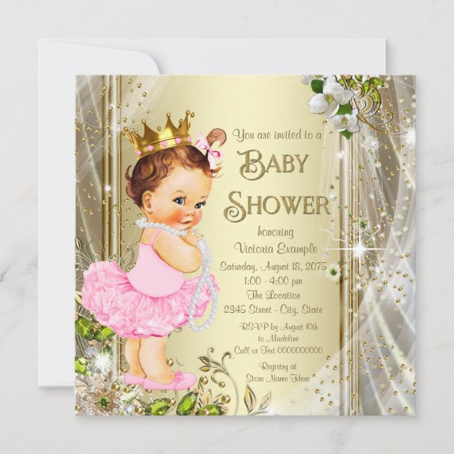 Tutu Princess Pink Gold Baby Shower Invitation (Front)