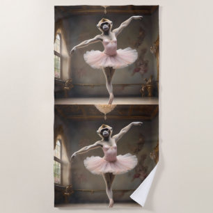 "Tutu-rrific! The Gibbon's Graceful Pirouette" Beach Towel