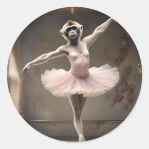 "Tutu-rrific! The Gibbon's Graceful Pirouette" Classic Round Sticker