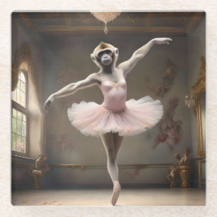 "Tutu-rrific! The Gibbon's Graceful Pirouette" Glass Coaster
