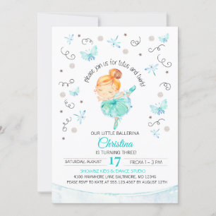 Tutu's and Twirls Ballerina Birthday Invitation