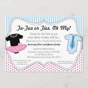 TuTus Ties, Gender Reveal Baby Shower Invitation