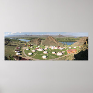 Tuva, Aldyn Bulak, yurts and mountains poster