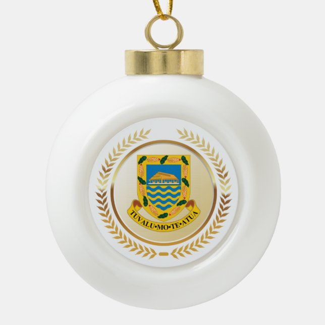 Tuvalu Coat of Arms Ceramic Ball Christmas Ornament (Front)