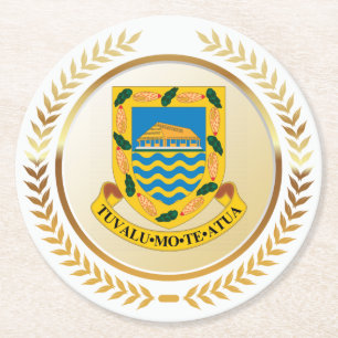 Tuvalu Coat of Arms Round Paper Coaster