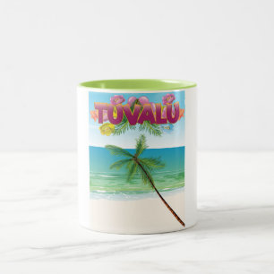 Tuvalu Island travel poster Two-Tone Coffee Mug