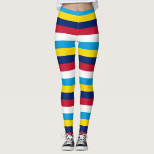 Tuvalu National Flag Colours Horizontal Striped Leggings