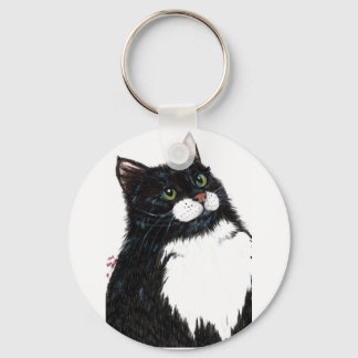 tux black cat key ring