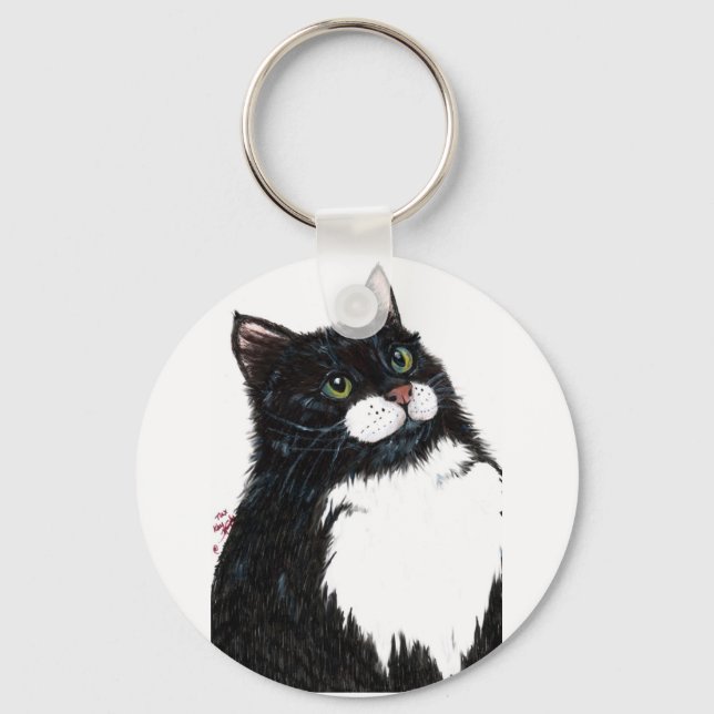 tux black cat key ring (Front)
