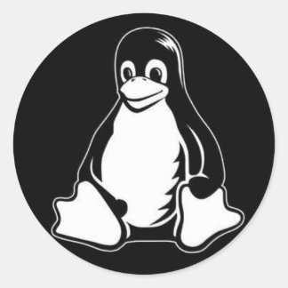 Tux Black Classic Round Sticker