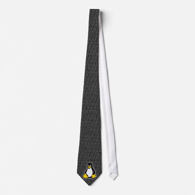 Tux Linux Logo Binary Black and White Tie (Front)
