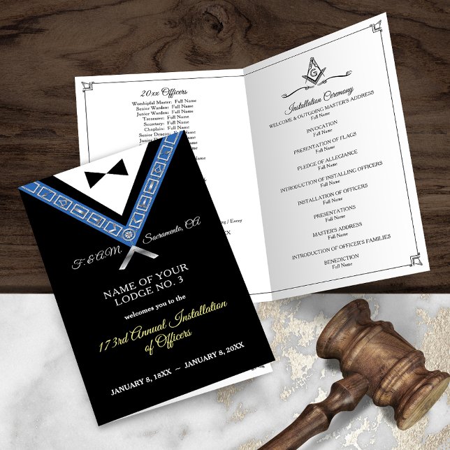 Tux Masonic Program Template Freemason Stationery (An elegant, custom masonic program template for your Annual Installation of Officers.)