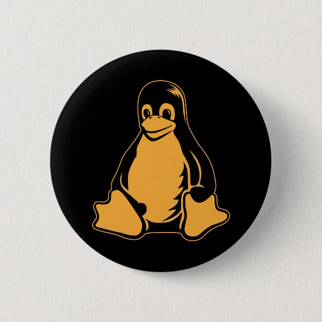 Tux Penguin - (Linux, Open Source, Copyleft, FSF) 6 Cm Round Badge (Front)