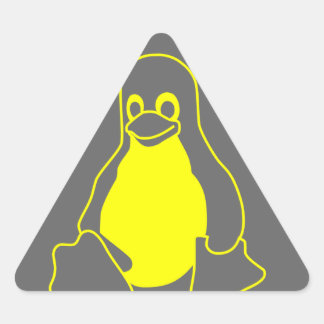 Tux yellow on grey triangle sticker