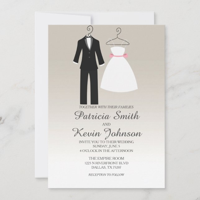 Tuxedo and Dress Wedding Invitation (Front)