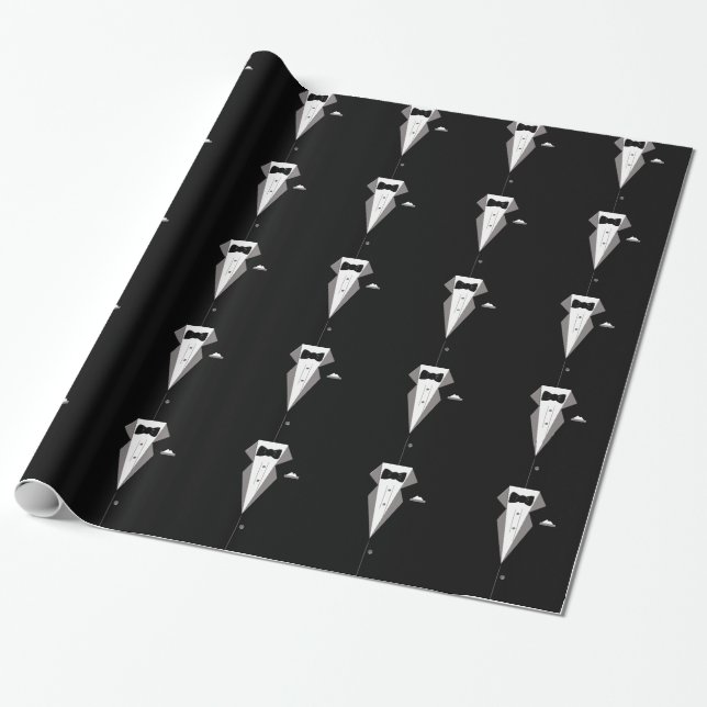 Tuxedo Art Wrapping Paper (Unrolled)