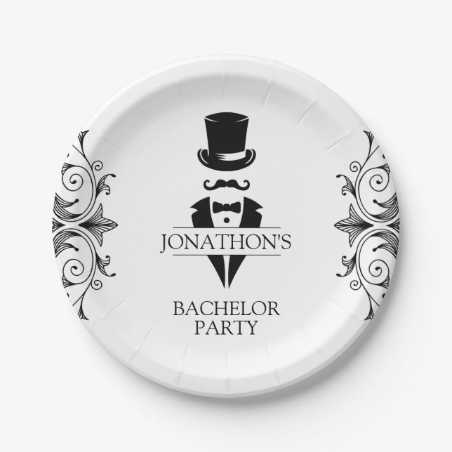 Tuxedo Bachelor Party Paper Plate (Front)