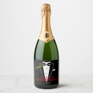 Tuxedo bachelor party sparkling wine label