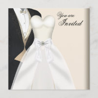 Tuxedo Ball Gown Black Tie Party Invitations