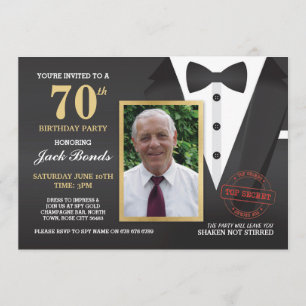 Tuxedo Ball Invite Photo Agent Birthday Bowtie