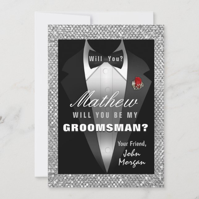 Tuxedo Be My Groomsman Invitation (Front)