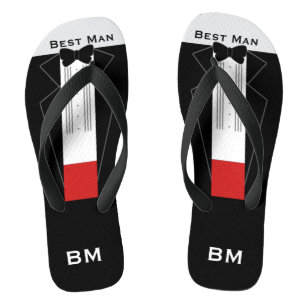 Tuxedo Best Man Flip Flops - Custom Name, Initials