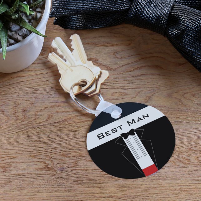 Tuxedo Best Man Personalised Wedding Keychain (Best Man keychain for your best man)