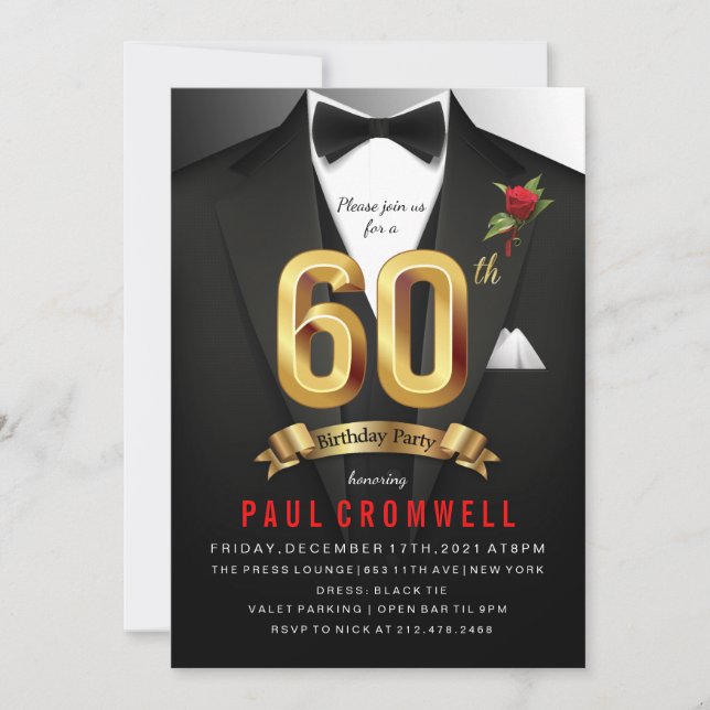 Tuxedo Birthday Invitation (Front)