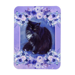 Tuxedo black and white cat art by Renee Lavoie Magnet