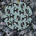 Tuxedo Black and White Cats Ceramic Ornament<br><div class="desc">Cute black and white tuxedo cats going about their business. A fun pattern on a mid blue background.</div>