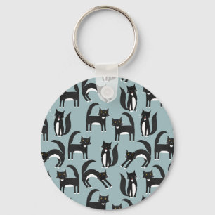Tuxedo Black and White Cats Key Ring