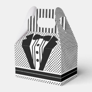 Tuxedo Black and White Dots Wedding Favour Box