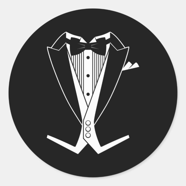 Tuxedo Black Bow Tie Classic Round Sticker (Front)