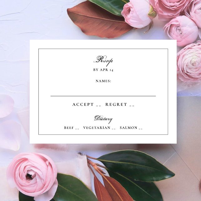 Tuxedo Black Framed Elegant Monogram Wedding RSVP Card (Creator Uploaded)