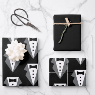 Tuxedo Black Tie Father's Day Wrapping Paper Sheet