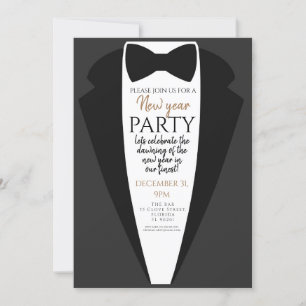 tuxedo, black tie new year party PTO PTA Invitation