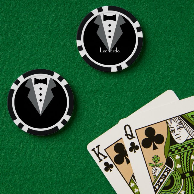 Tuxedo Black Tie Personalised Poker Chips (Poker Table (Double))
