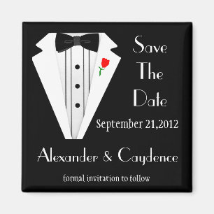 Tuxedo-Black Tie Save The Date Magnet