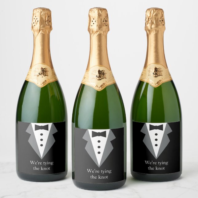 Tuxedo Black Tie Wedding Sparkling Wine Label (Bottles)